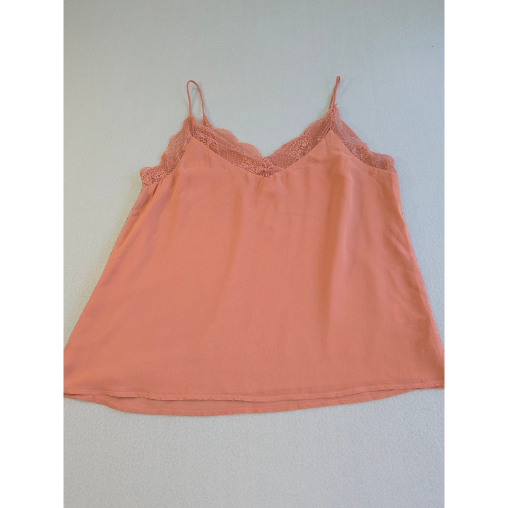 Wishlist Apparel Camisole Women Large Orange Lace Trim V-Neck Spaghetti Strap